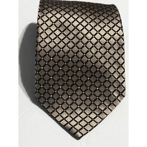 IZOD Brown Black Geomatrical 100% Silk Tie 60" x4'